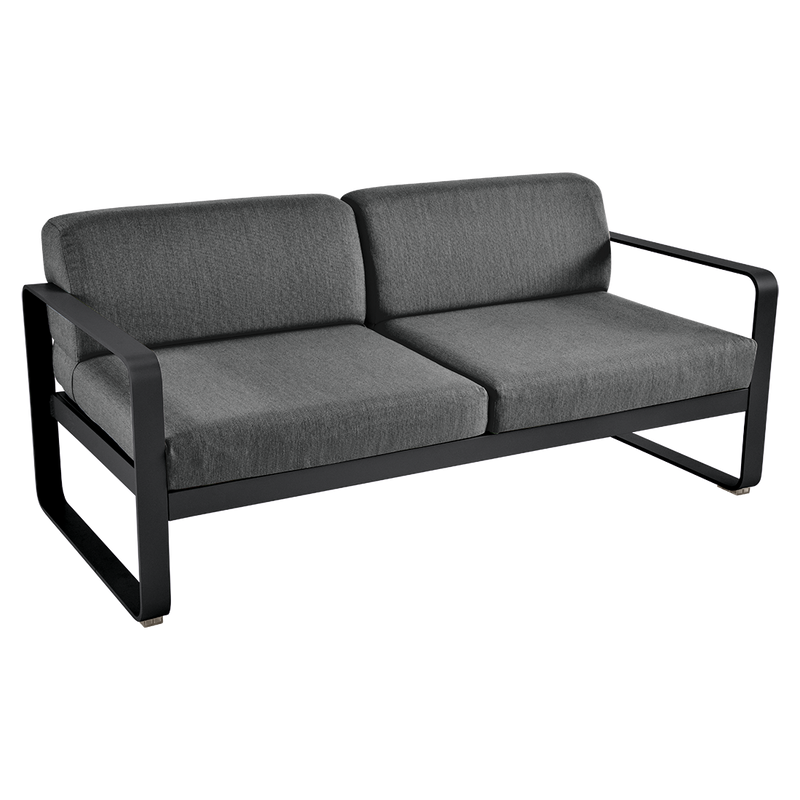 Load image into Gallery viewer, Fermob Bellevie 2-seater outdoor sofa– Liquorice frame with Graphite Grey fabric cushions