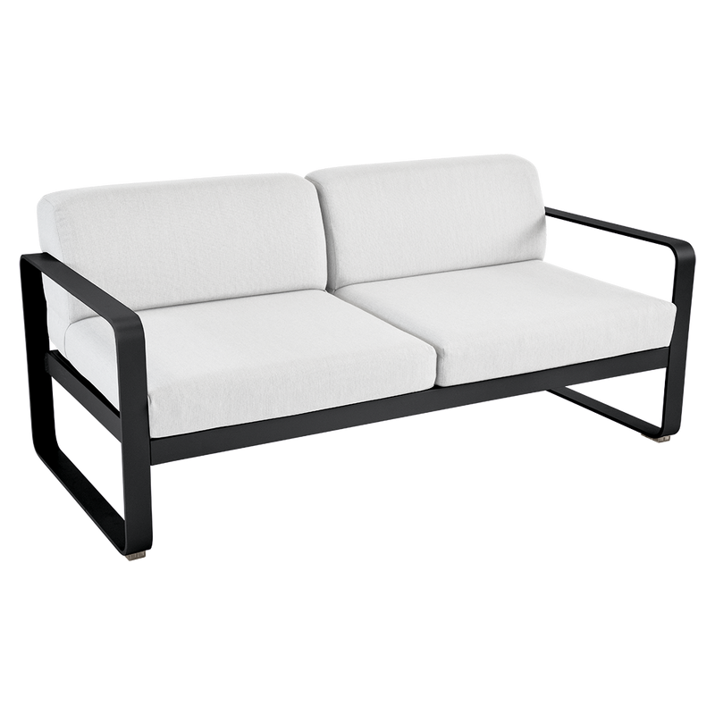 Load image into Gallery viewer, Fermob Bellevie 2-seater outdoor sofa– Liquorice frame with Off-White fabric cushions