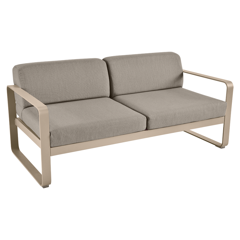 Load image into Gallery viewer, Fermob Bellevie 2-seater outdoor sofa– Nutmeg frame with Grey Taupe fabric cushions