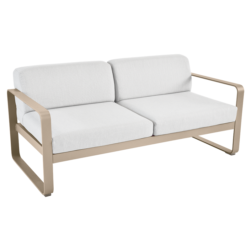 Load image into Gallery viewer, Fermob Bellevie 2-seater outdoor sofa– Nutmeg frame with Off-White fabric cushions