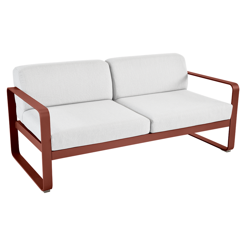 Load image into Gallery viewer, Fermob Bellevie 2-seater outdoor sofa– Red Ochre frame with Off-White fabric cushions