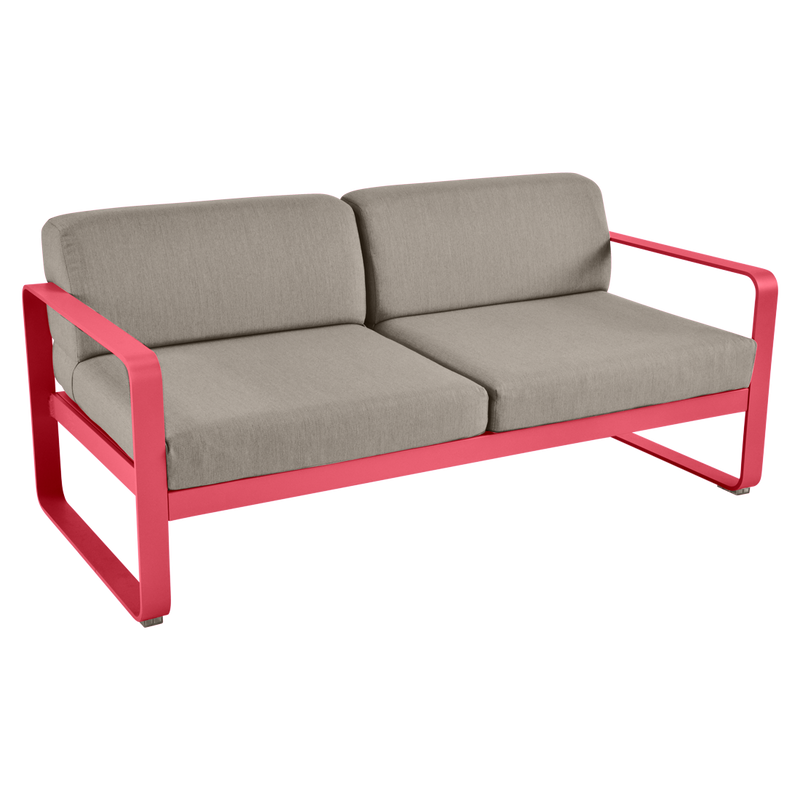 Load image into Gallery viewer, Fermob Bellevie 2-seater outdoor sofa– Rosalie frame with Grey Taupe fabric cushions