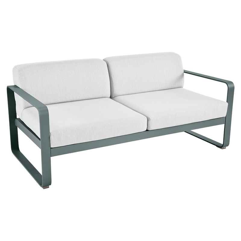 Load image into Gallery viewer, Fermob Bellevie 2-seater outdoor sofa– Storm Grey frame with Off-White fabric cushions