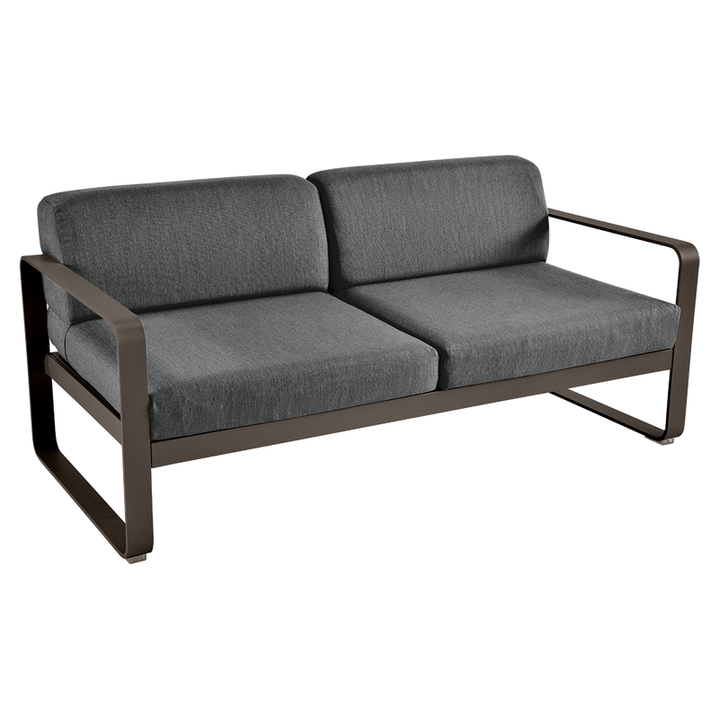 Load image into Gallery viewer, Fermob Bellevie 2-seater outdoor sofa– Tonka frame with Graphite Grey fabric cushions