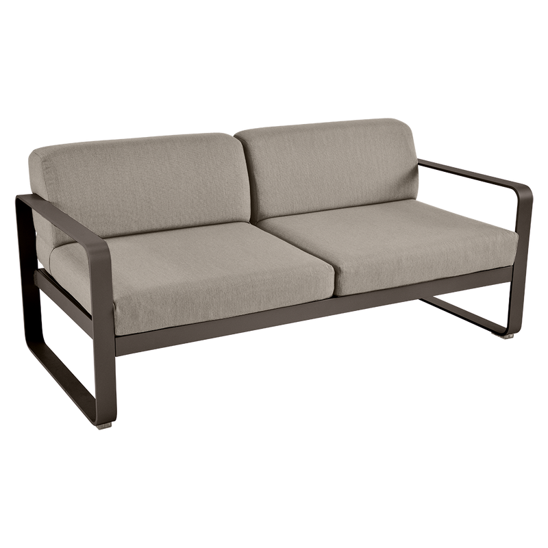 Load image into Gallery viewer, Fermob Bellevie 2-seater outdoor sofa– Tonka frame with Grey Taupe fabric cushions