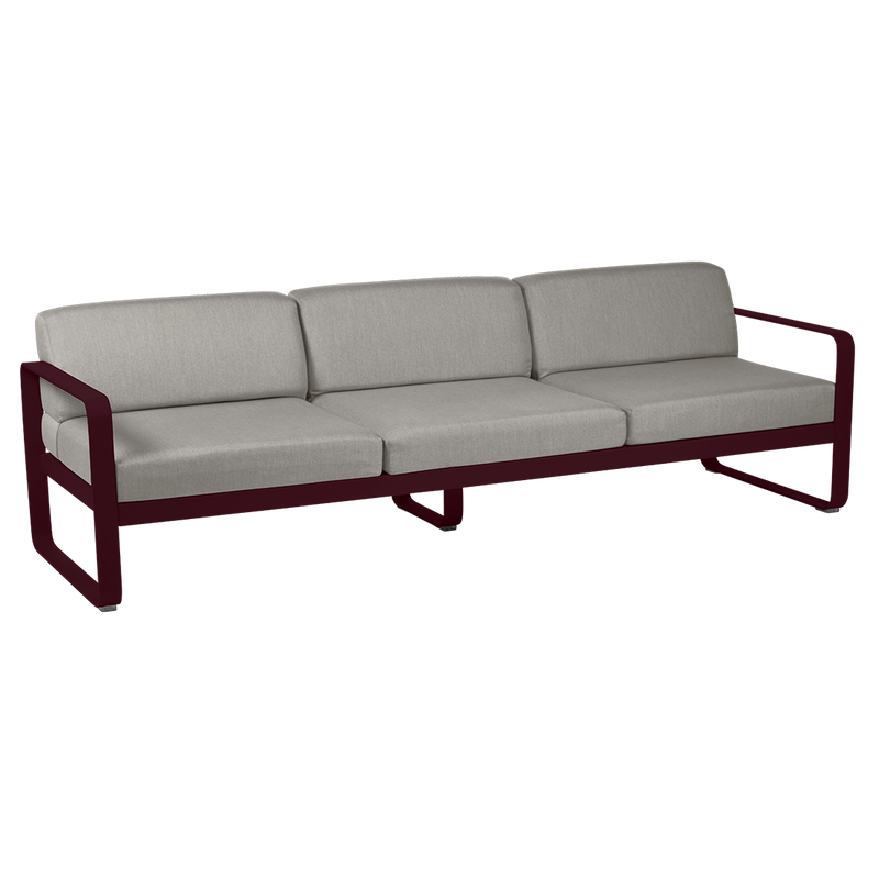 Load image into Gallery viewer, Fermob Bellevie 3-seater outdoor sofa– Black Cherry frame with Grey Taupe fabric cushions