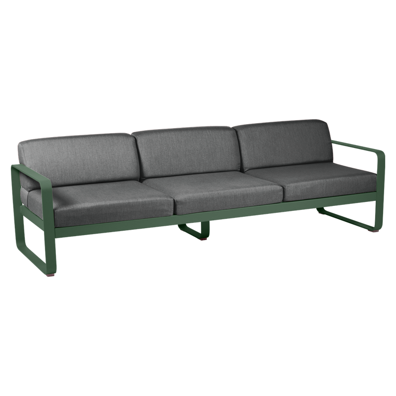 Load image into Gallery viewer, Fermob Bellevie 3-seater outdoor sofa– Cedar Green frame with Graphite Grey fabric cushions