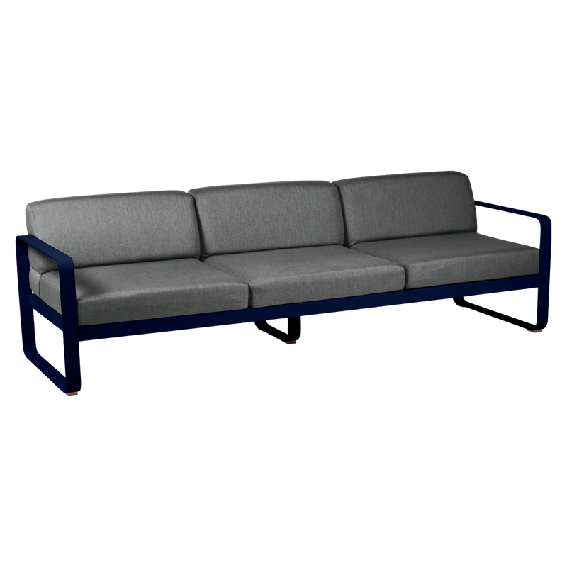 Load image into Gallery viewer, Fermob Bellevie 3-seater outdoor sofa– Deep Blue frame with Graphite Grey fabric cushions