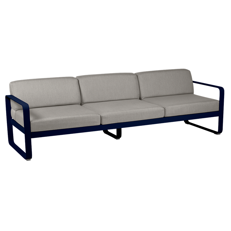 Load image into Gallery viewer, Fermob Bellevie 3-seater outdoor sofa– Deep Blue frame with Grey Taupe fabric cushions