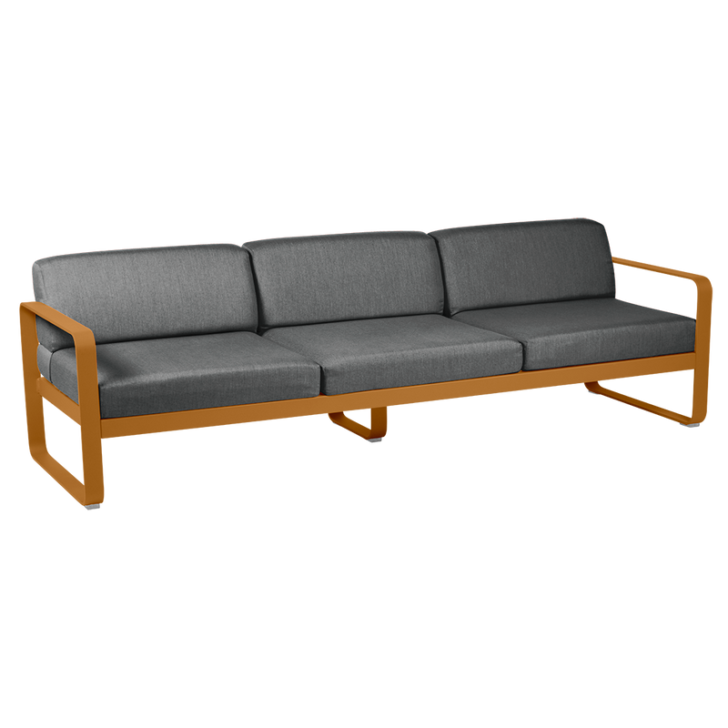 Load image into Gallery viewer, Fermob Bellevie 3-seater outdoor sofa– Gingerbread frame with Graphite Grey fabric cushions