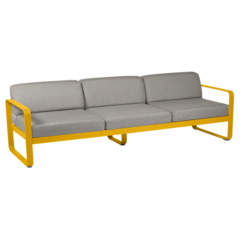 Load image into Gallery viewer, Fermob Bellevie 3-seater outdoor sofa– Honey frame with Grey Taupe fabric cushions