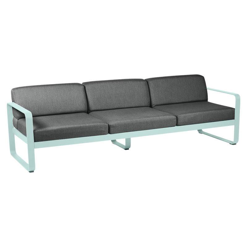 Load image into Gallery viewer, Fermob Bellevie 3-seater outdoor sofa– Ice Mint frame with Graphite Grey fabric cushions
