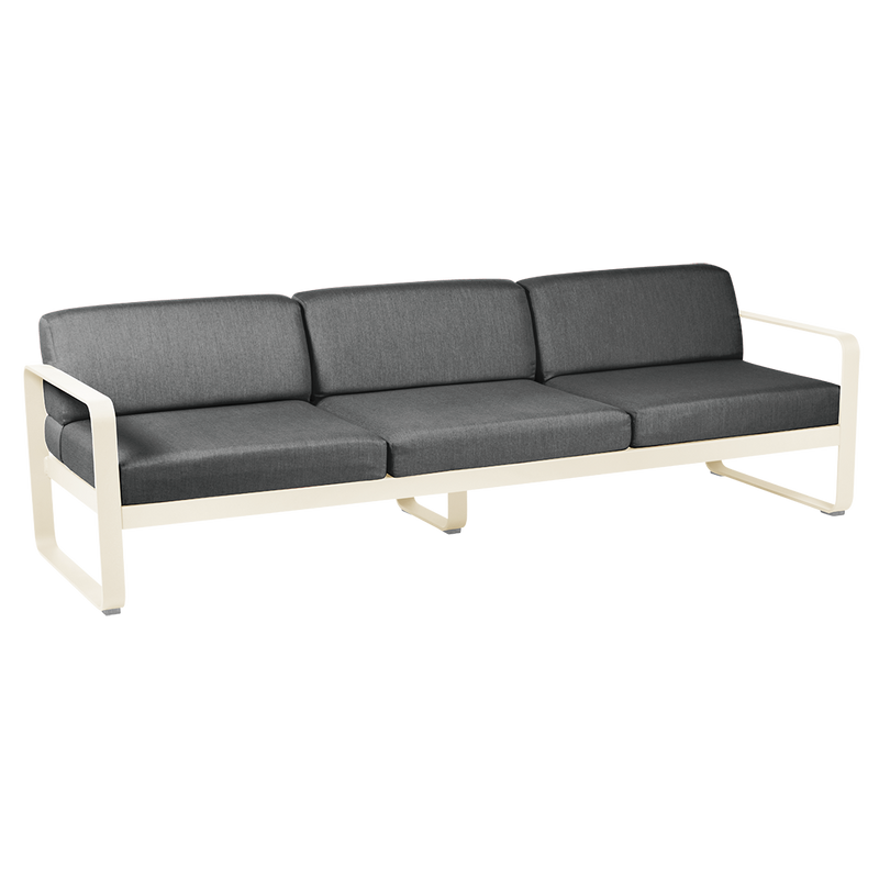 Load image into Gallery viewer, Fermob Bellevie 3-seater outdoor sofa– Latte Beige frame with Graphite Grey fabric cushions