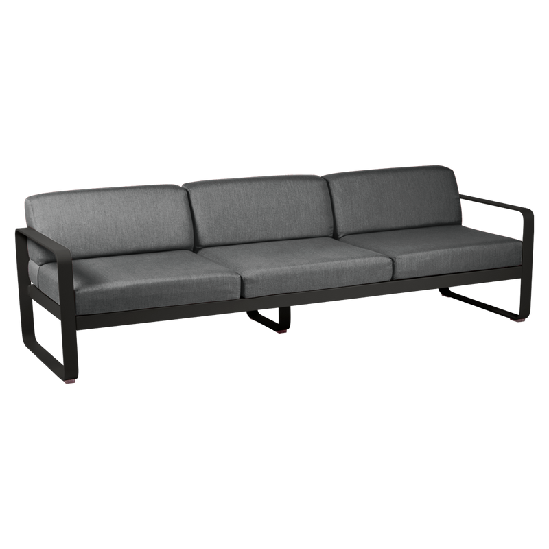 Load image into Gallery viewer, Fermob Bellevie 3-seater outdoor sofa– Liquorice frame with Graphite Grey fabric cushions