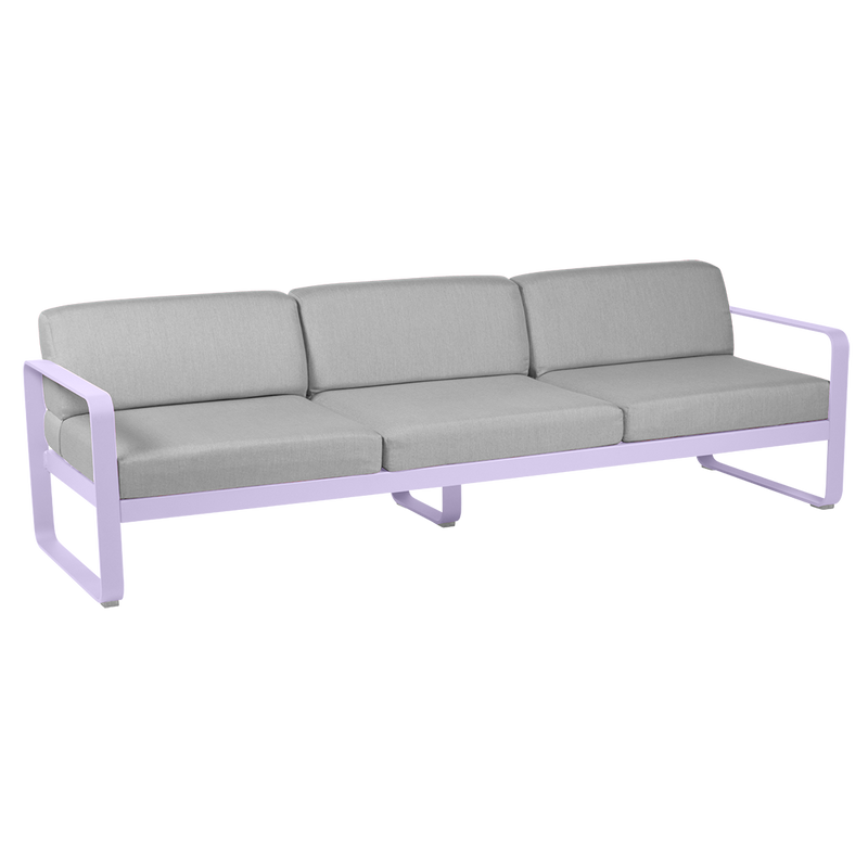 Load image into Gallery viewer, Fermob Bellevie 3-seater outdoor sofa– Marshmallow frame with Flannel Grey fabric cushions