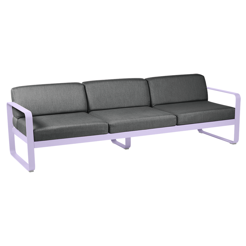 Load image into Gallery viewer, Fermob Bellevie 3-seater outdoor sofa– Marshmallow frame with Graphite Grey fabric cushions