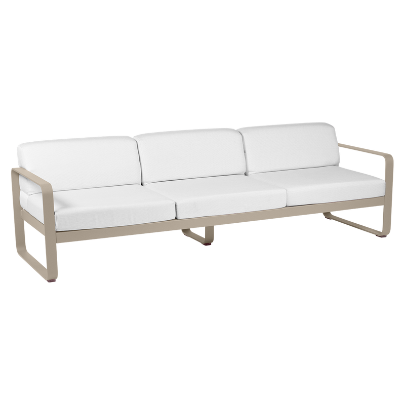 Load image into Gallery viewer, Fermob Bellevie 3-seater outdoor sofa– Nutmeg frame with Off-White fabric cushions