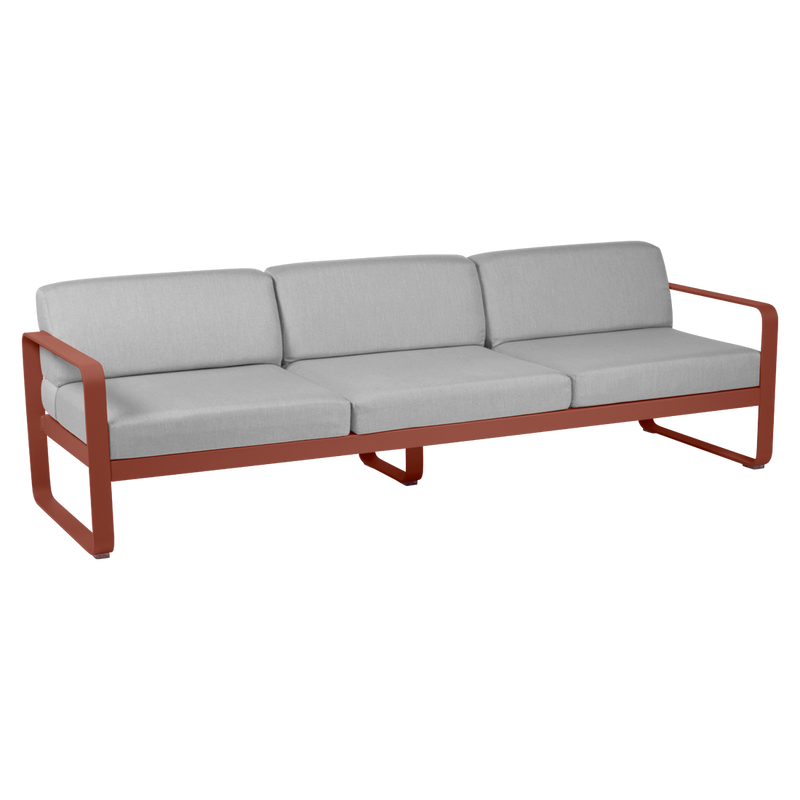 Load image into Gallery viewer, Fermob Bellevie 3-seater outdoor sofa– Red Ochre frame with Flannel Grey fabric cushions