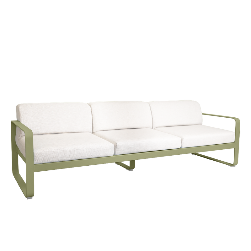 Load image into Gallery viewer, Fermob Bellevie 3-seater outdoor sofa– Willow Green frame with Pearl fabric cushions