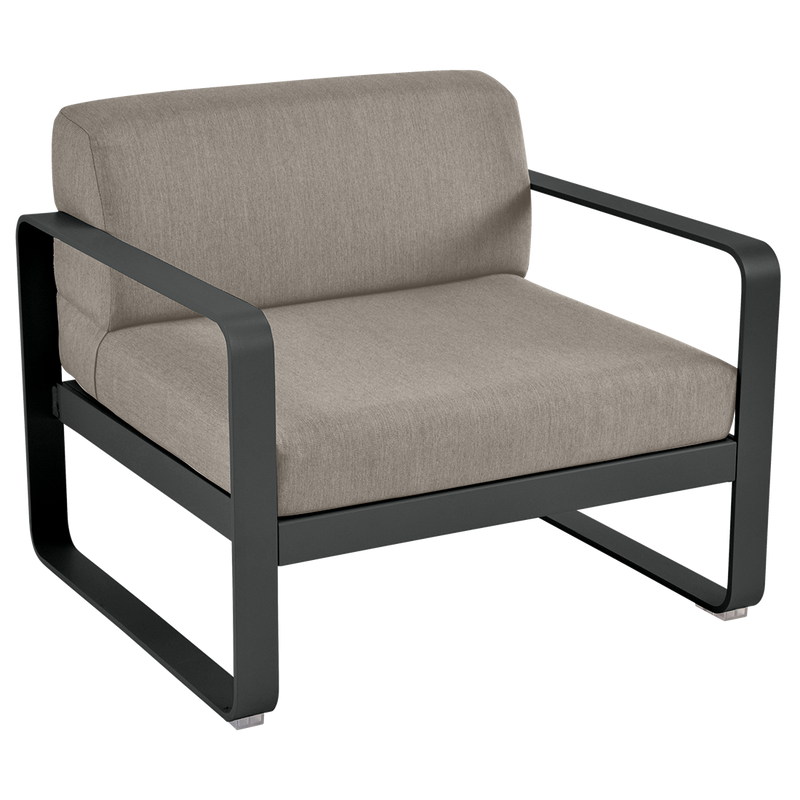 Load image into Gallery viewer, Fermob Bellevie outdoor lounge armchair– Anthracite frame with Grey Taupe fabric cushions