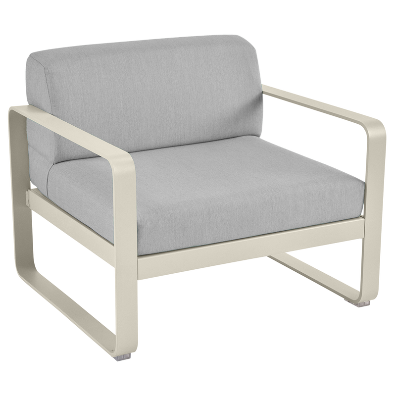 Load image into Gallery viewer, Fermob Bellevie outdoor lounge armchair– Clay Grey frame with Flannel Grey fabric cushions