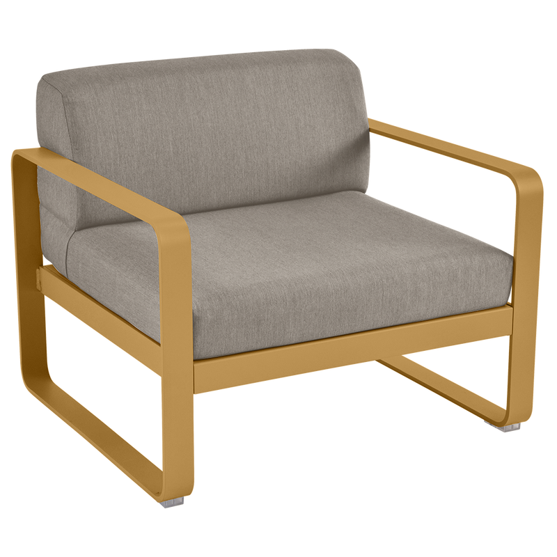 Load image into Gallery viewer, Fermob Bellevie outdoor lounge armchair– Gingerbread frame with Grey Taupe fabric cushions