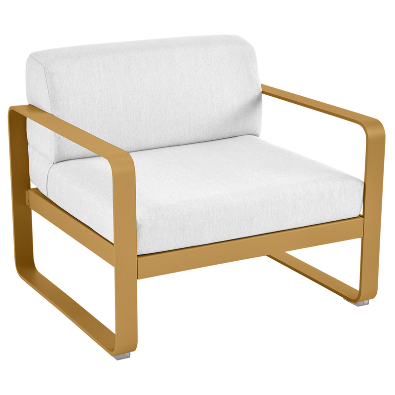 Load image into Gallery viewer, Fermob Bellevie outdoor lounge armchair– Gingerbread frame with Off-White fabric cushions