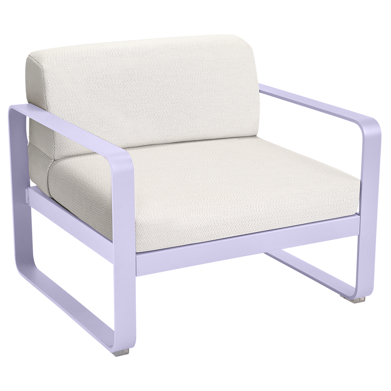 Load image into Gallery viewer, Fermob Bellevie outdoor lounge armchair– Marshmallow frame with Pearl fabric cushions