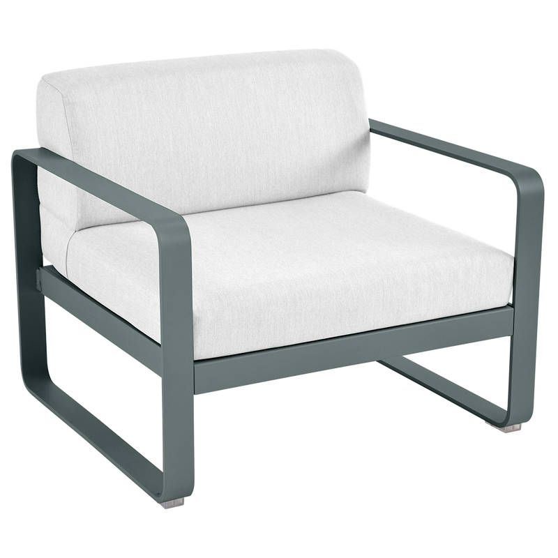 Load image into Gallery viewer, Fermob Bellevie outdoor lounge armchair– Storm Grey frame with Off-White fabric cushions