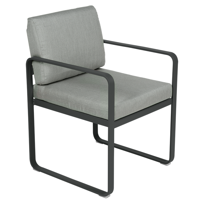 Load image into Gallery viewer, Fermob Bellevie dining armchair– Anthracite frame with Flannel Grey fabric cushions