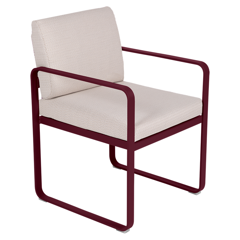 Load image into Gallery viewer, Fermob Bellevie dining armchair– Black Cherry frame with Pearl fabric cushions