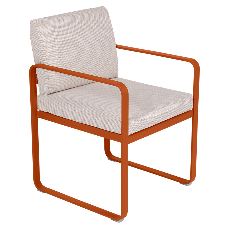 Load image into Gallery viewer, Fermob Bellevie dining armchair– Candied Orange frame with Pearl fabric cushions