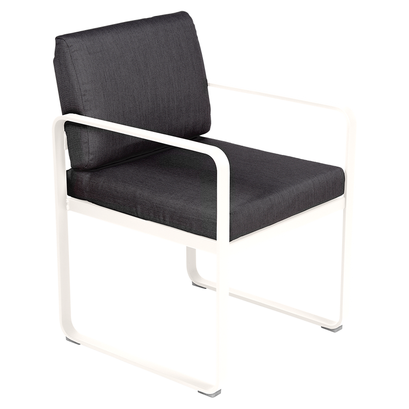 Load image into Gallery viewer, Fermob Bellevie dining armchair– Cotton White frame with Graphite Grey fabric cushions