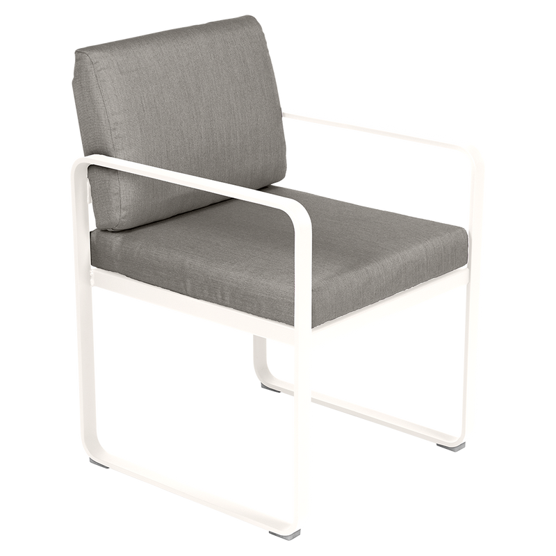 Load image into Gallery viewer, Fermob Bellevie dining armchair– Cotton White frame with Grey Taupe fabric cushions