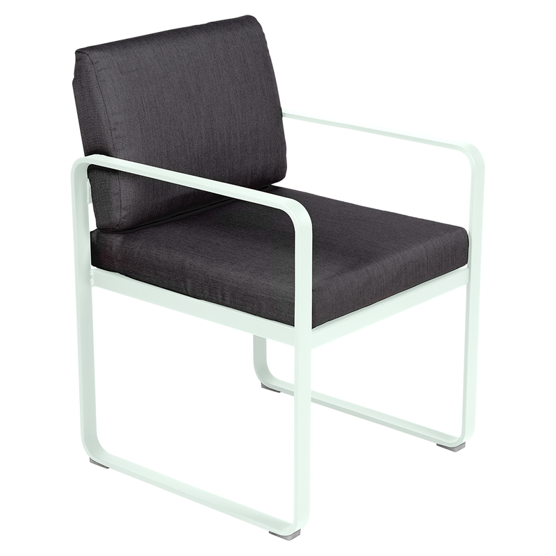 Load image into Gallery viewer, Fermob Bellevie dining armchair– Ice Mint frame with Graphite Grey fabric cushions