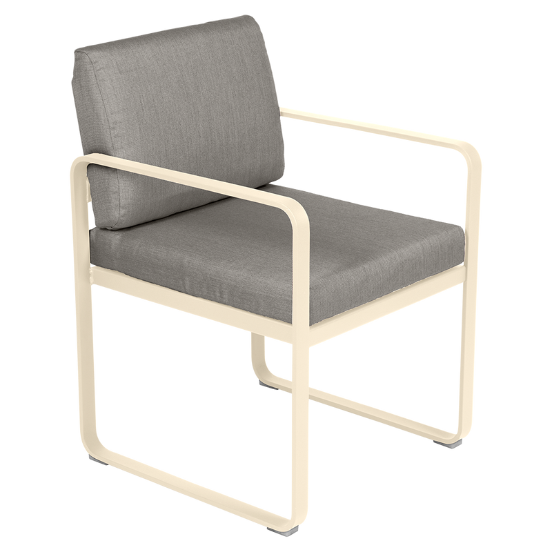 Load image into Gallery viewer, Fermob Bellevie dining armchair– Latte Beige frame with Grey Taupe fabric cushions