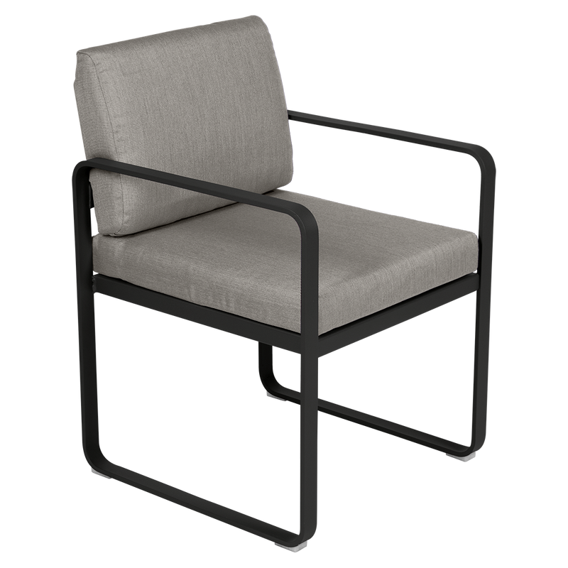 Load image into Gallery viewer, Fermob Bellevie dining armchair– Liquorice frame with Grey Taupe fabric cushions