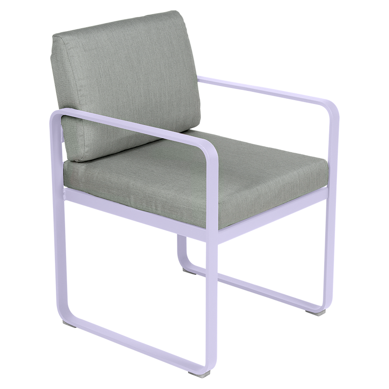 Load image into Gallery viewer, Fermob Bellevie dining armchair– Marshmallow frame with Flannel Grey fabric cushions