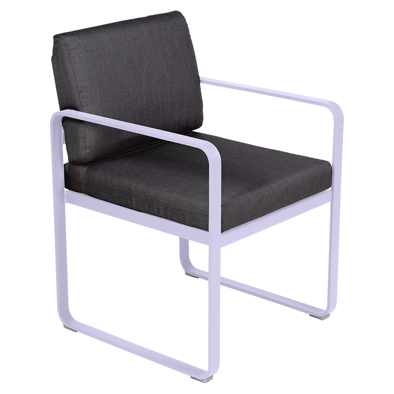 Load image into Gallery viewer, Fermob Bellevie dining armchair– Marshmallow frame with Graphite Grey fabric cushions