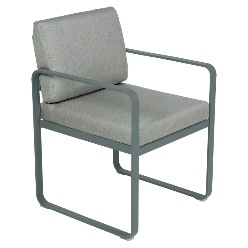 Load image into Gallery viewer, Fermob Bellevie dining armchair– Storm Grey frame with Flannel Grey fabric cushions