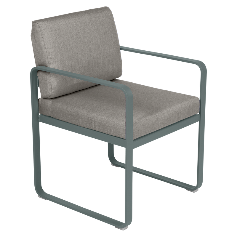 Load image into Gallery viewer, Fermob Bellevie dining armchair– Storm Grey frame with Grey Taupe fabric cushions