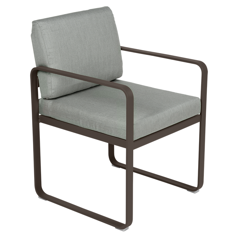 Load image into Gallery viewer, Fermob Bellevie dining armchair– Tonka frame with Flannel Grey fabric cushions