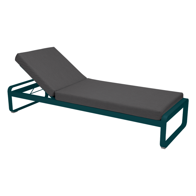 Load image into Gallery viewer, Fermob Bellevie Premium sunlounger– Acapulco Blue frame with Graphite Grey fabric cushions