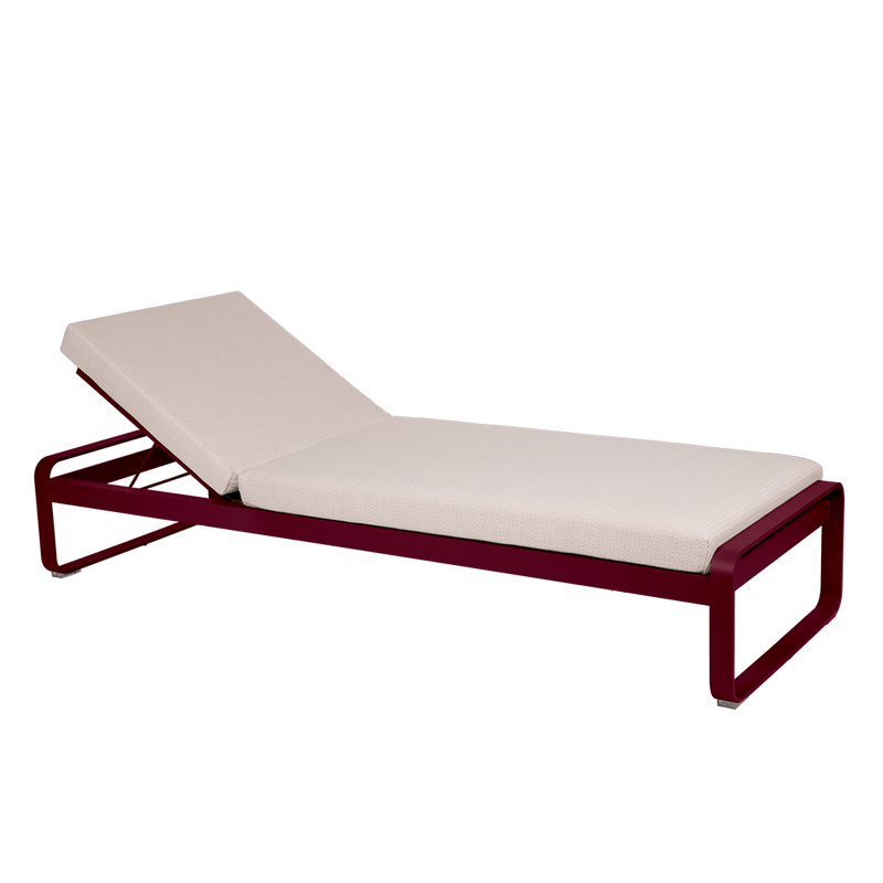 Load image into Gallery viewer, Fermob Bellevie Premium sunlounger– Black Cherry frame with Pearl fabric cushions