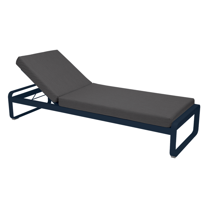 Load image into Gallery viewer, Fermob Bellevie Premium sunlounger– Deep Blue frame with Graphite Grey fabric cushions