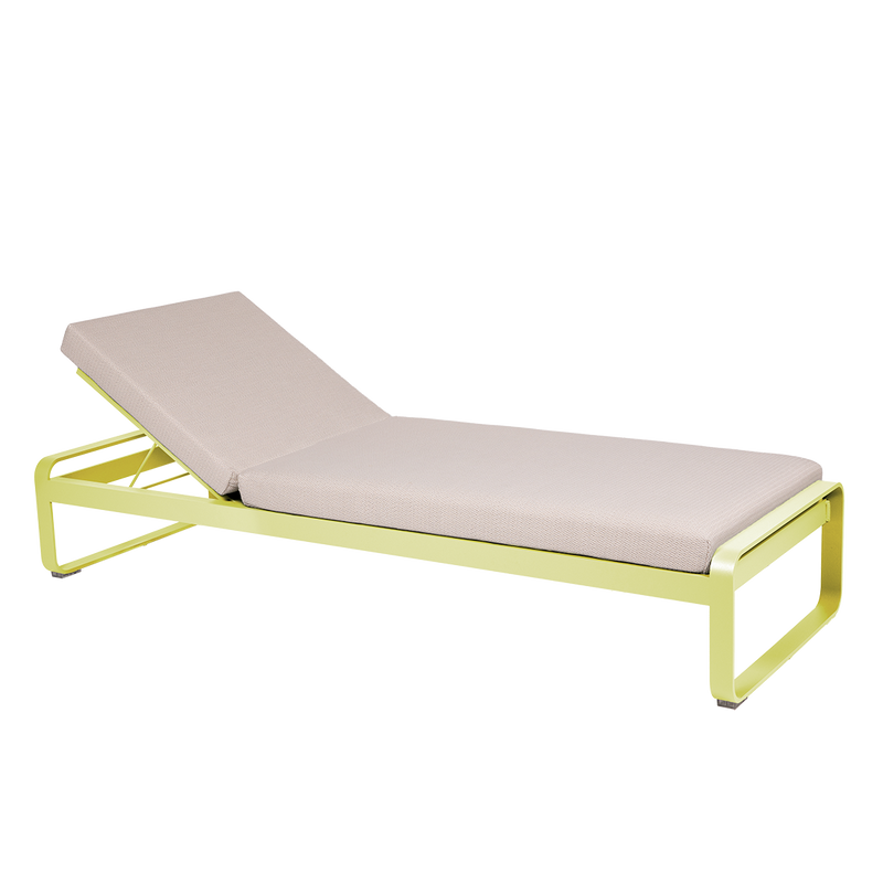 Load image into Gallery viewer, Fermob Bellevie Premium sunlounger– Frosted Lemon frame with Pearl fabric cushions