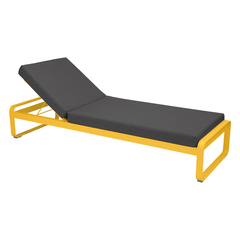 Load image into Gallery viewer, Fermob Bellevie Premium sunlounger– Honey frame with Graphite Grey fabric cushions