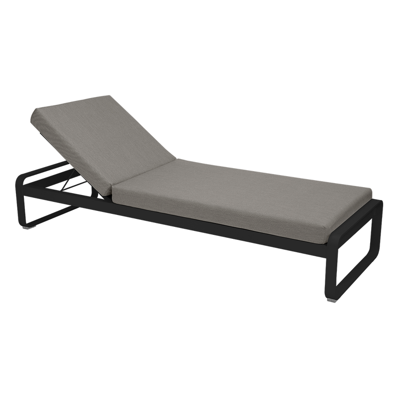 Load image into Gallery viewer, Fermob Bellevie Premium sunlounger– Liquorice frame with Grey Taupe fabric cushions