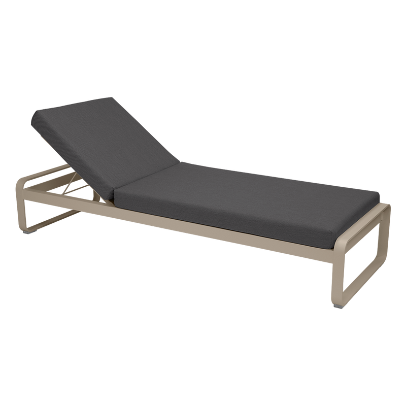 Load image into Gallery viewer, Fermob Bellevie Premium sunlounger– Nutmeg frame with Graphite Grey fabric cushions