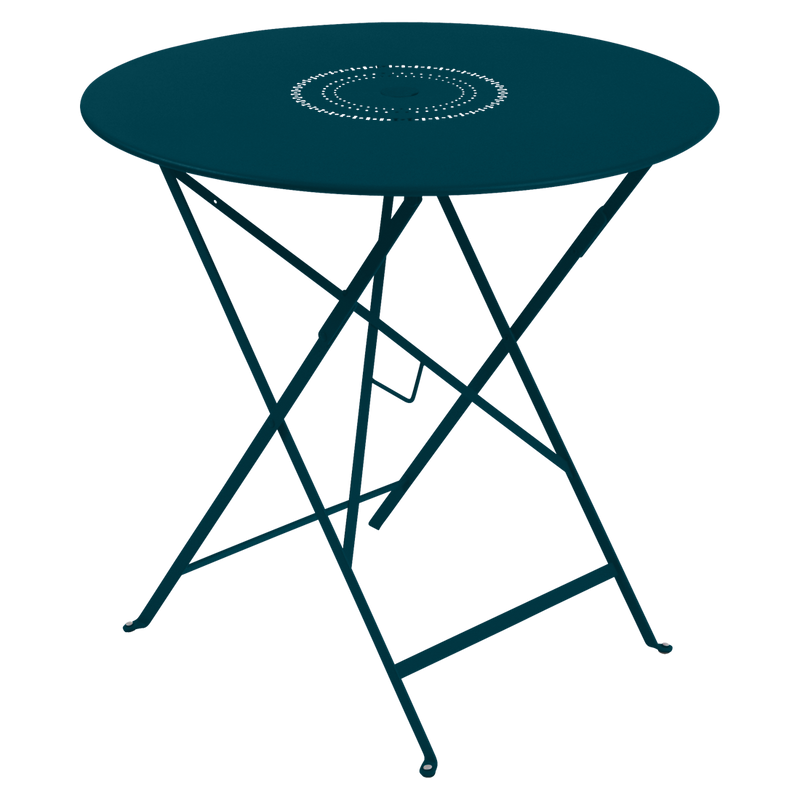 Load image into Gallery viewer, Fermob Floreal Folding Table Ø77 cm in Acapulco Blue – round folding garden table in powder-coated steel
